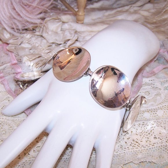 Robert Lee Morris RLM Studio Sterling Silver Concave Circle Link Bracelet - 7-1/ - Picture 3 of 10